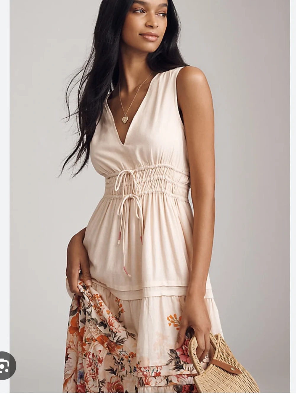 ANTHROPOLOGIE The Somerset Linen Sleeveless Maxi Dress Size Medium Floral - Picture 2 of 4